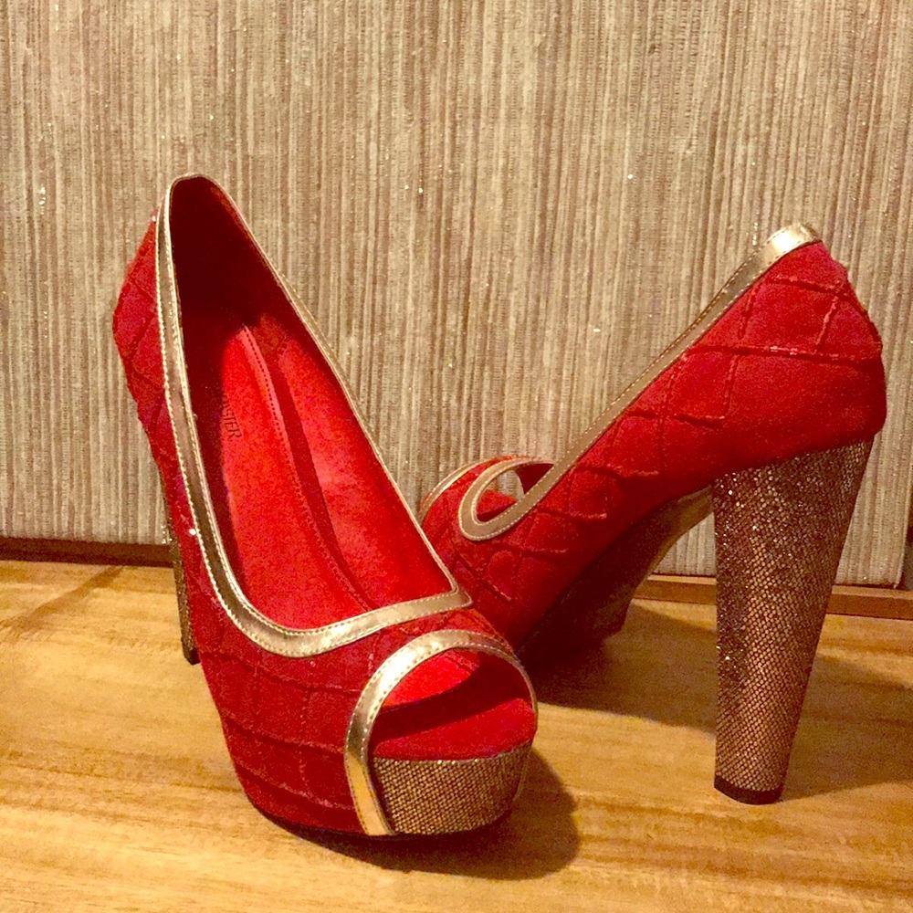 Red and gold pumps